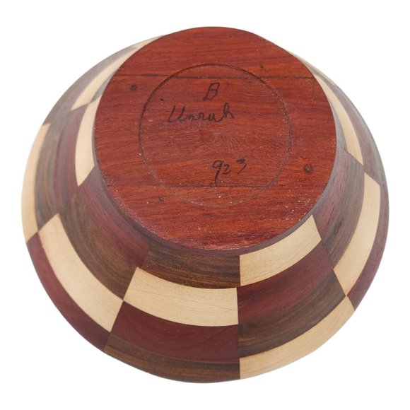 Rosewood, Padauk, Maple Wood Bowl Segmented Turned 8.75" Diameter Made in US - Picture 5 of 8